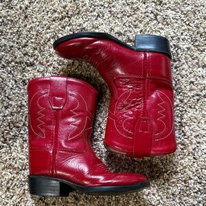 Old West Kids Red Leather Boots